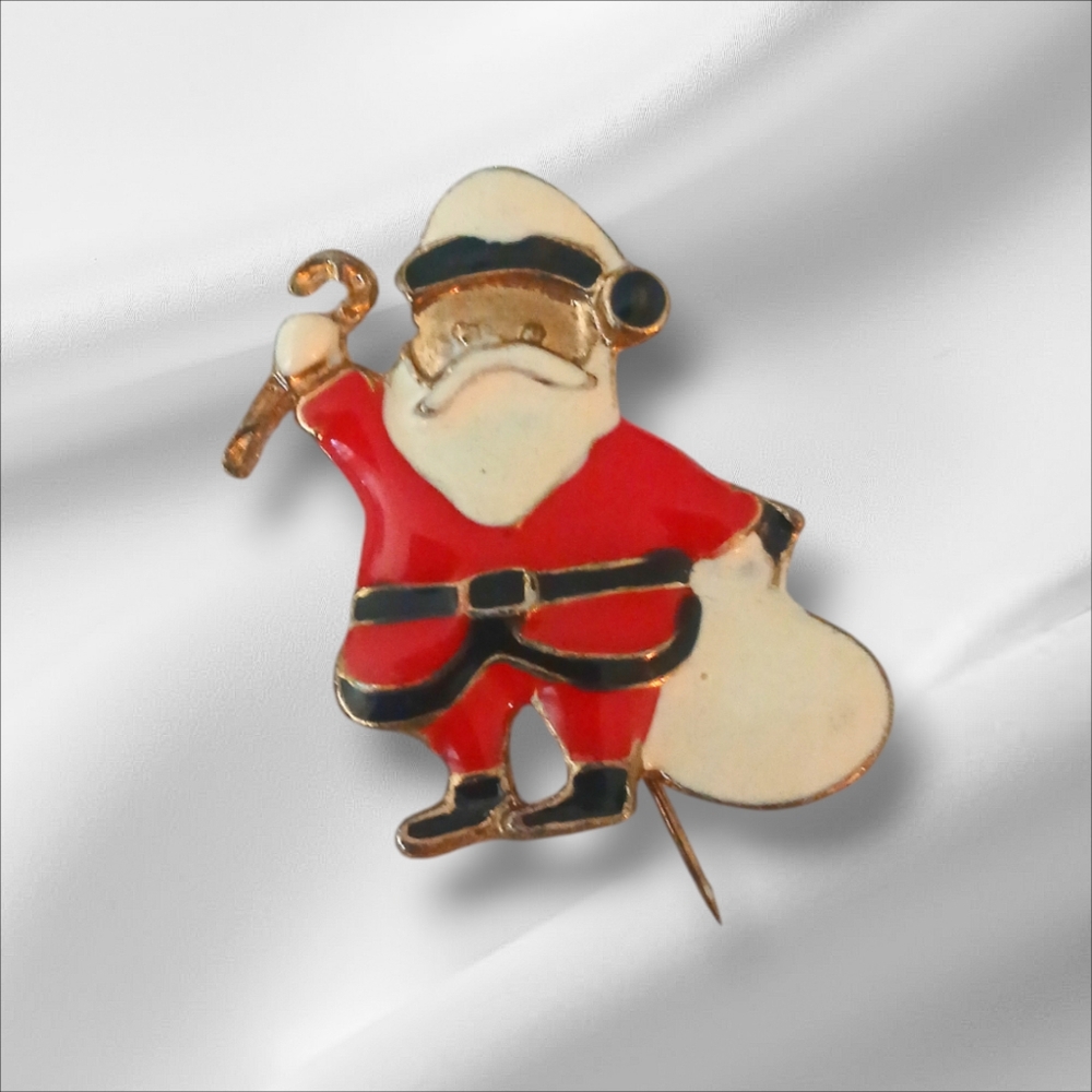 VINTAGE Fesstive Santa Claus Brooch